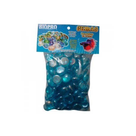 Bolsa de Piedra Gema Decorativa para Acuario Color Aqua 500 Gramos