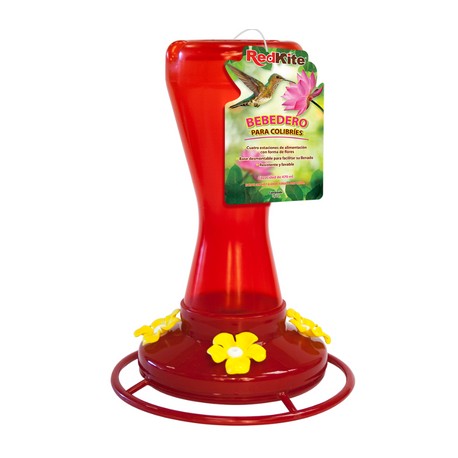 Alimentador para Colibris 4 Estaciones de Alimentacion Color Rojo 470 Mililitros